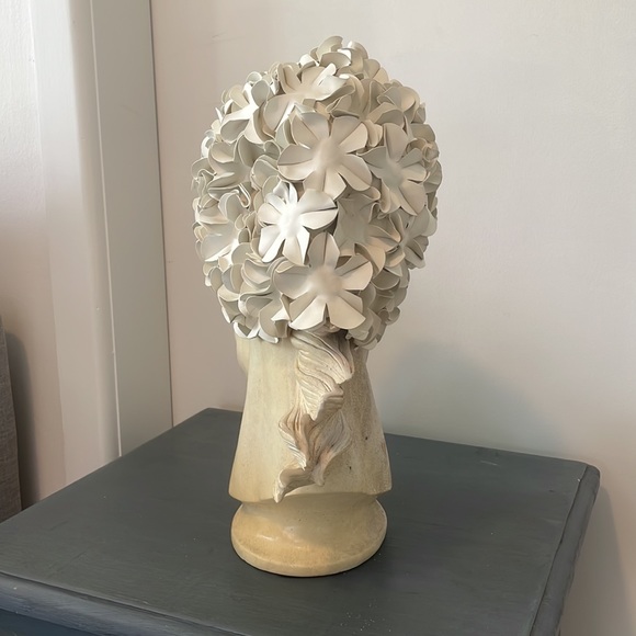 White Retro Petal Flower Rubber Swim Cap - Picture 5 of 11